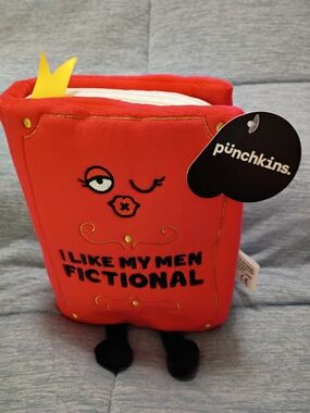 Punchkins Red Plush Book Bag - "I Like My Men Fictional" Spicy Romance